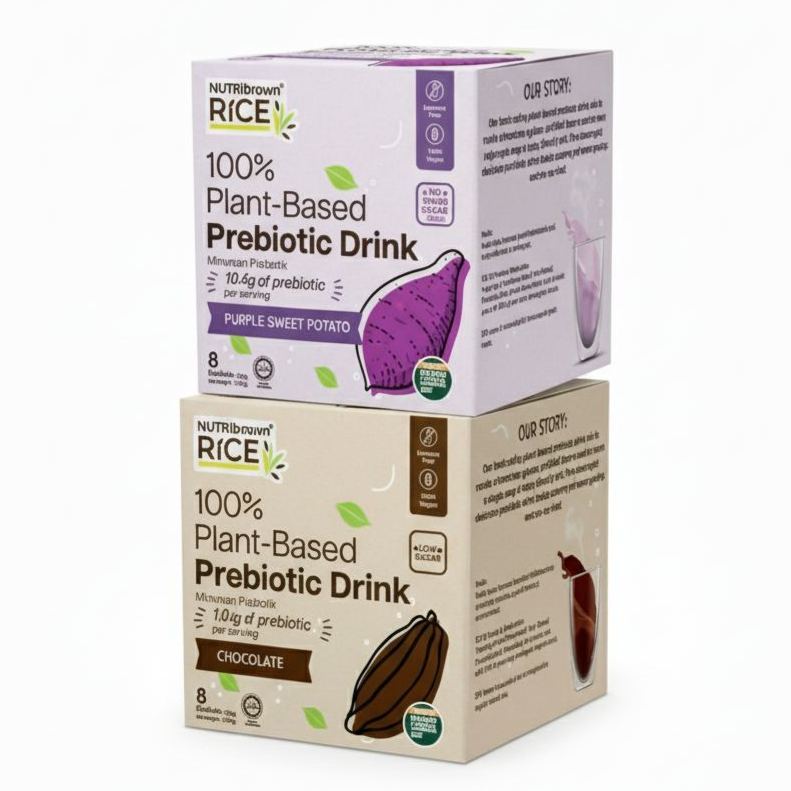 NutriBrown 100% Plant-Based Prebiotic Drink Purple Sweet Potato & Chocolate Flavors