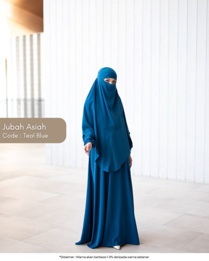 Jubah Asiah (Free Tudung Sarung Berdagu & Niqab 1 Layer)