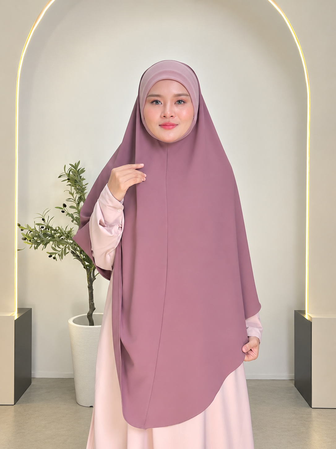 Khimar Sarung Berdagu Asiah Termasuk Niqab 1 Layer Umrah Travel Muslimah