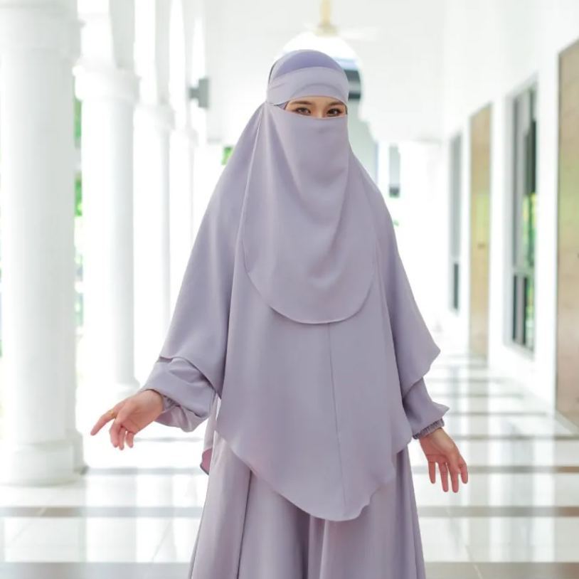 Khimar Sarung Berdagu Asiah Termasuk Niqab 1 Layer Umrah Travel Muslimah