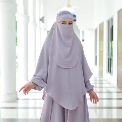 Khimar Sarung Berdagu Asiah Termasuk Niqab 1 Layer Umrah Travel Muslimah