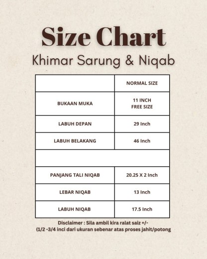 Khimar Sarung Berdagu Asiah Termasuk Niqab 1 Layer