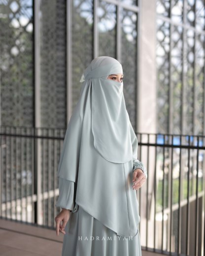 Khimar Sarung Berdagu Asiah Termasuk Niqab 1 Layer