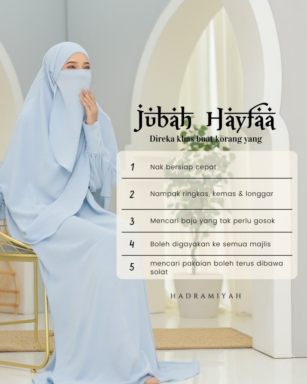 Jubah Hayfaa (Free Khimar & Purdah)