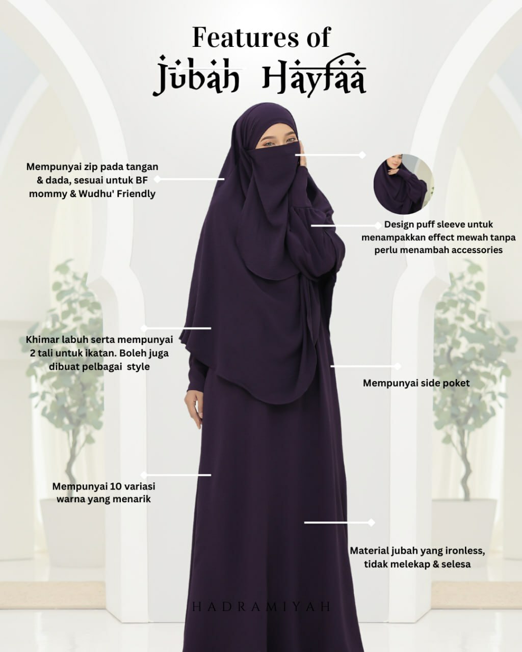 Jubah Hayfaa (Free Khimar & Purdah)