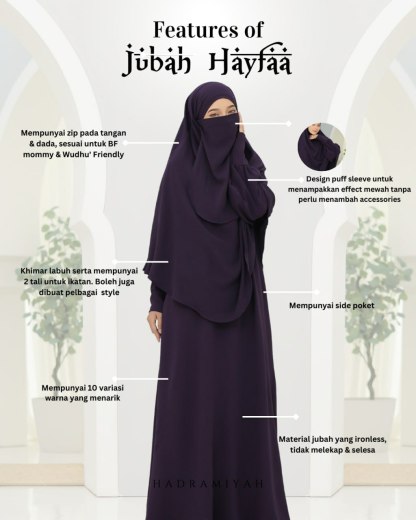 Jubah Hayfaa (Free Khimar & Purdah)