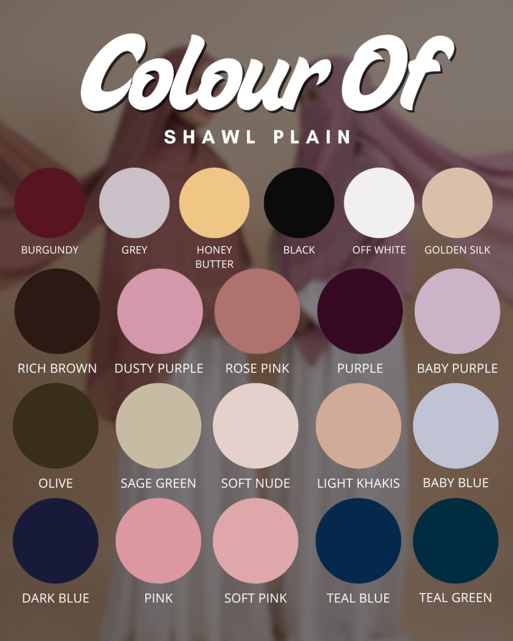 Shawl Plain Termasuk Niqab 1 Layer