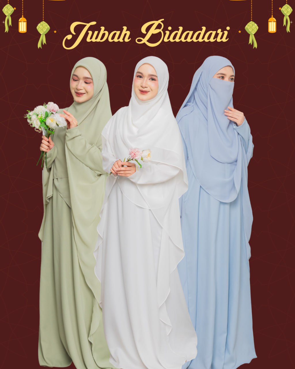 Jubah Bidadari Termasuk Tudung Bawal & Purdah