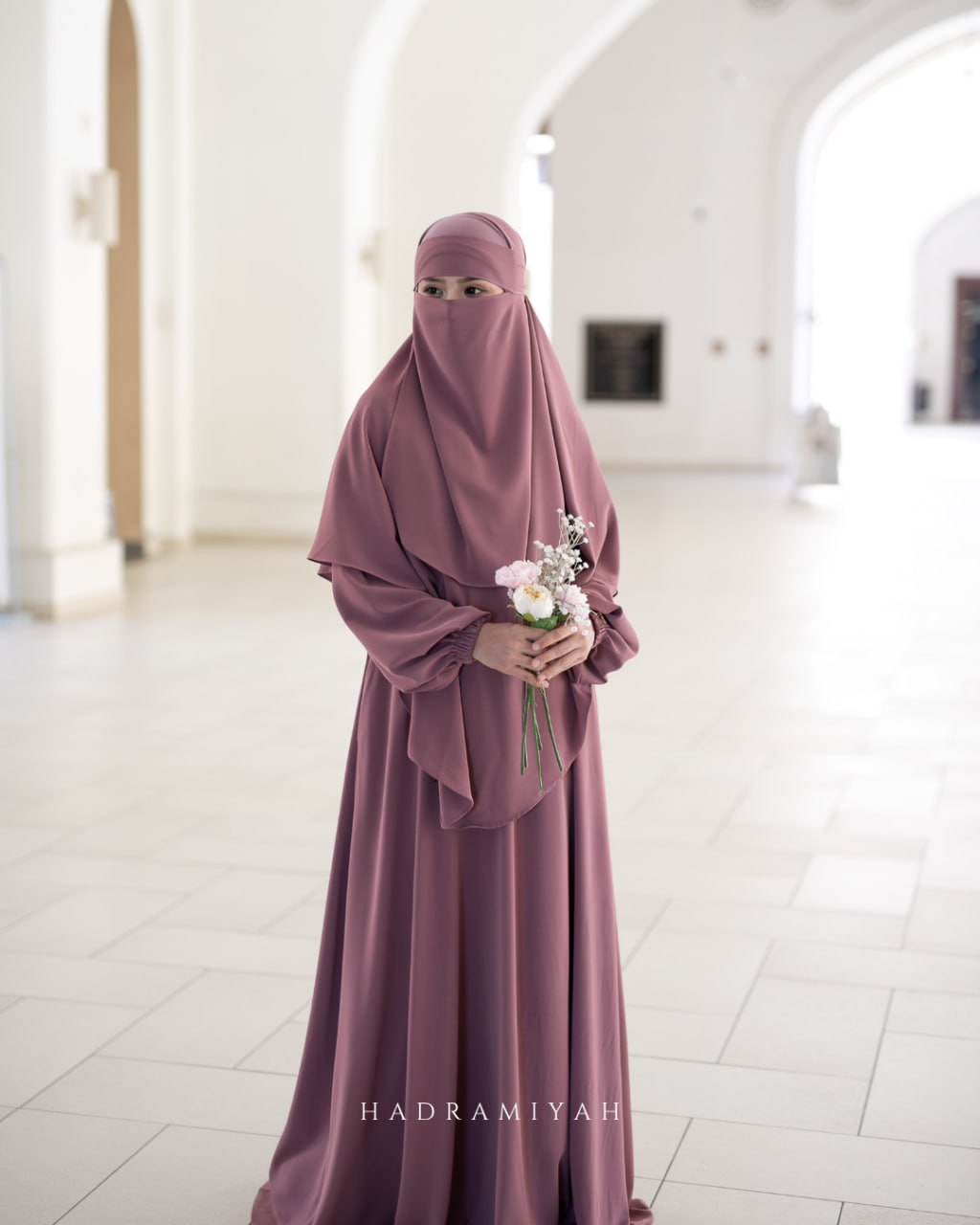 Khimar Sarung Berdagu Asiah Termasuk Niqab 1 Layer Umrah Travel Muslimah