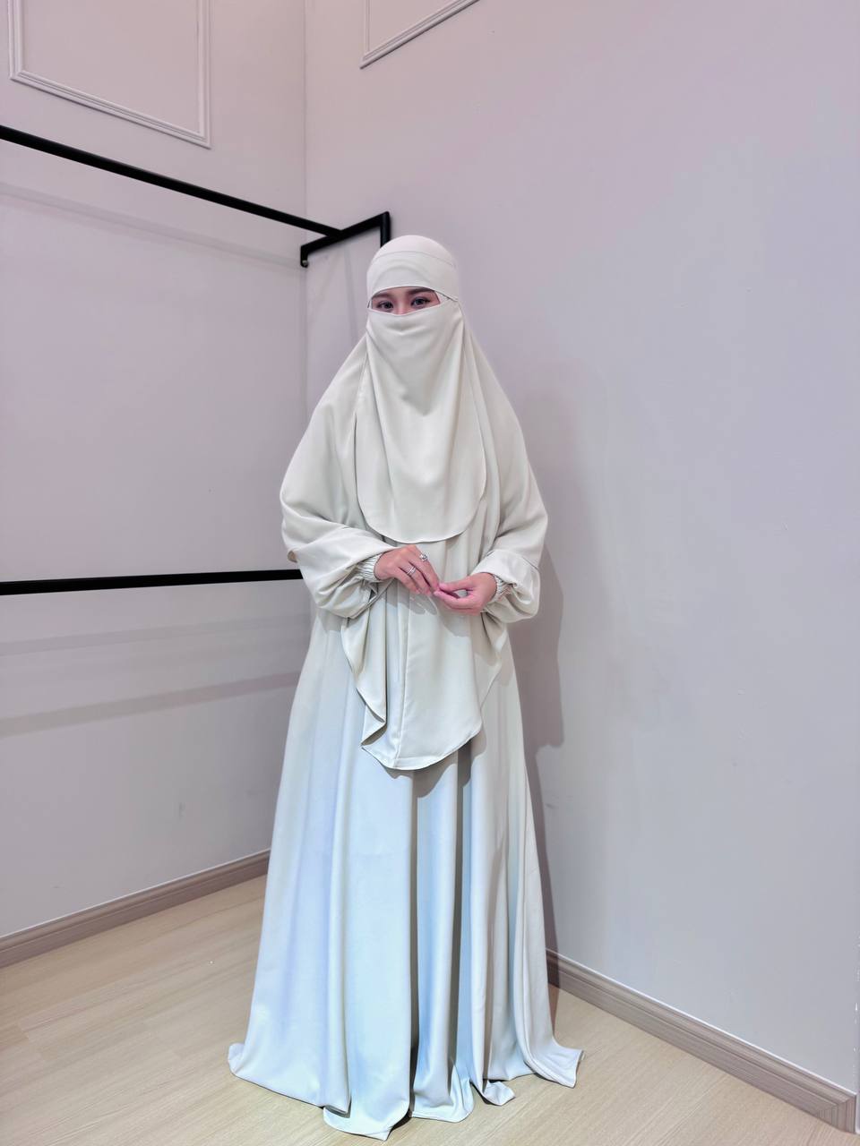 Jubah Asiah (Free Tudung Sarung Berdagu & Niqab 1 Layer)