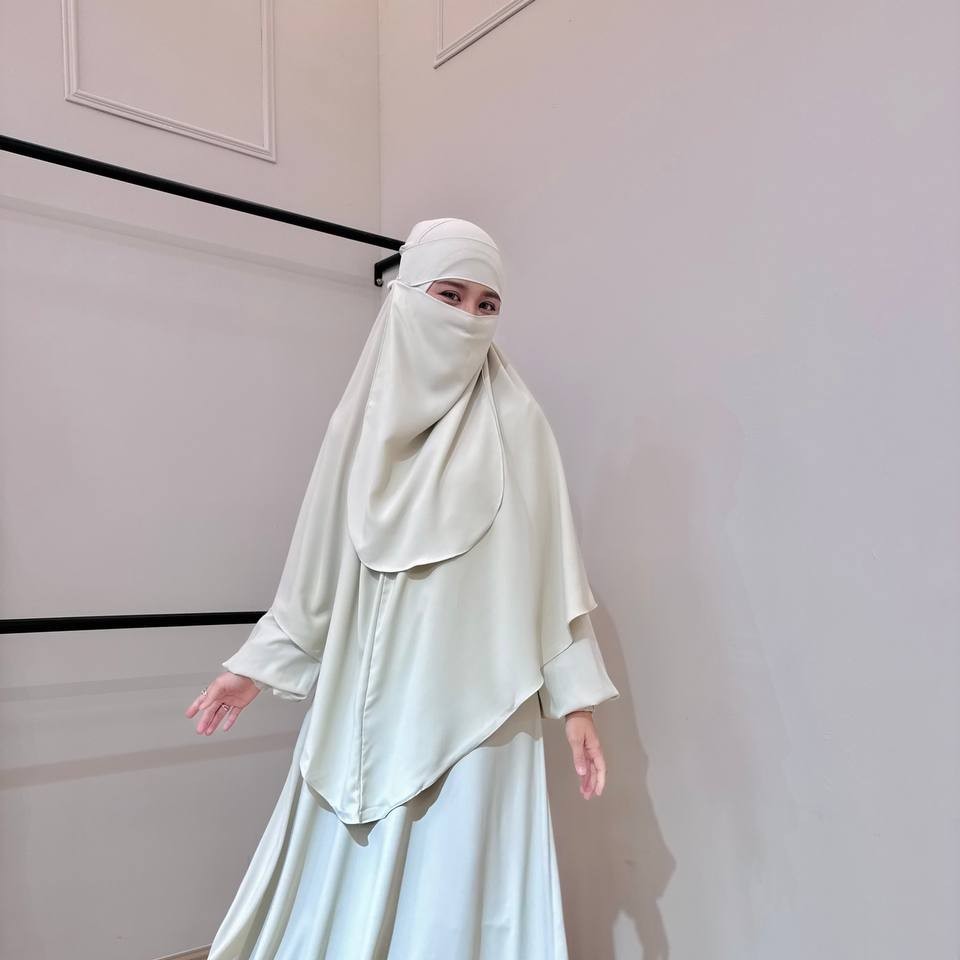 Khimar Sarung Berdagu Asiah Termasuk Niqab 1 Layer