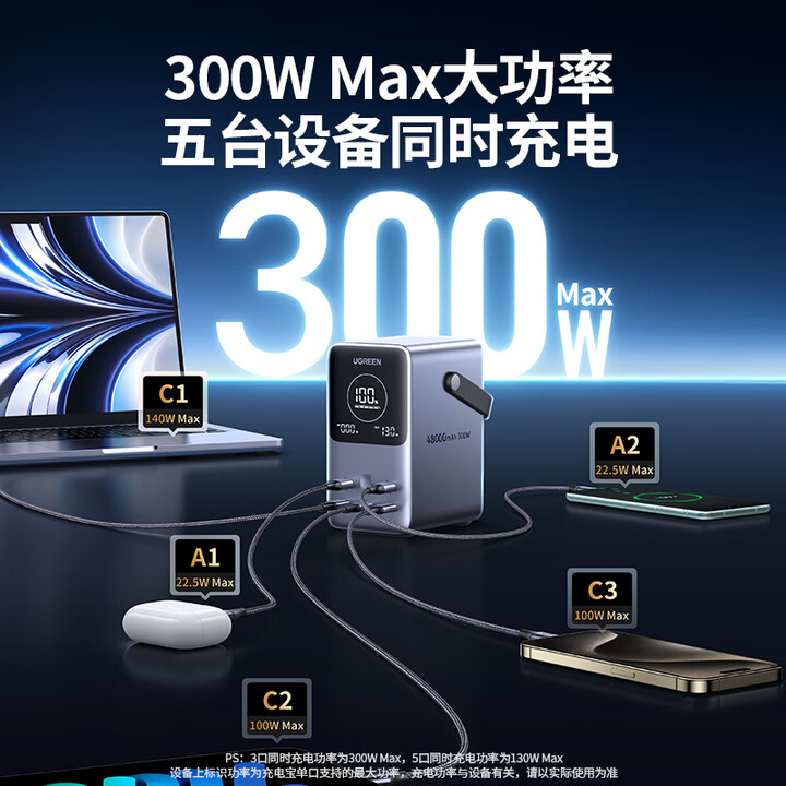 绿联能量湃Pro 300W移动电源（PB770）