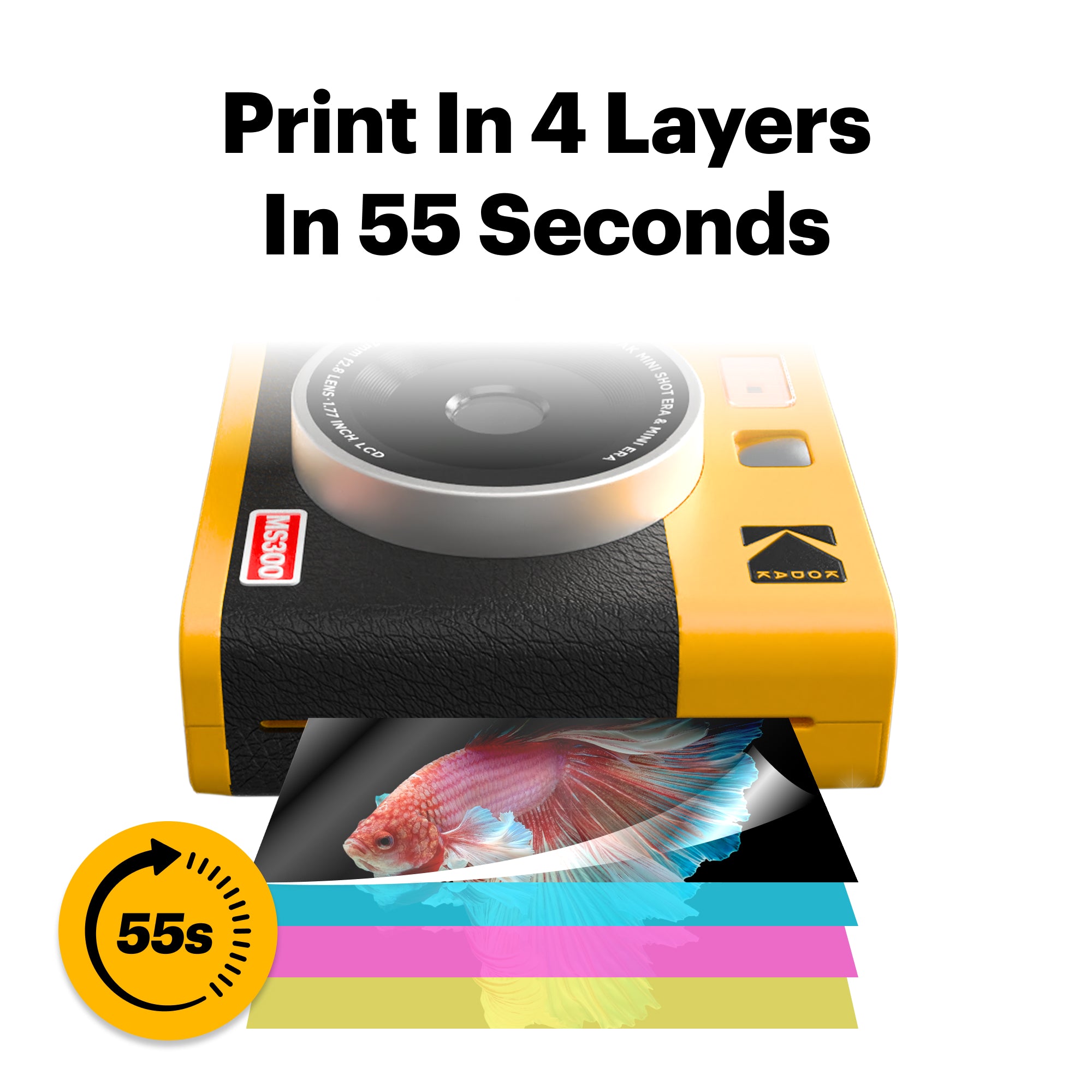 Kodak Mini Shot 3 ERA (MS300) Instant Camera Printer (Yellow/Black) Genuine HK Stock