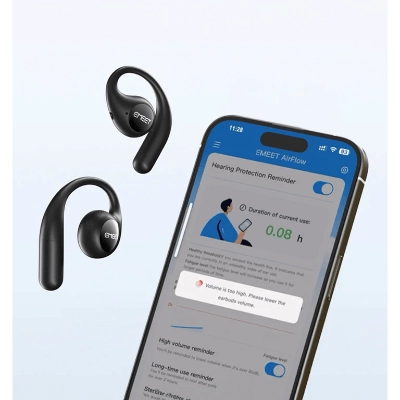 EMEET AirFlow 可拆式麥克風 雙向極致降噪耳機 黑色 香港行貨-DIGIBAL ONLINE