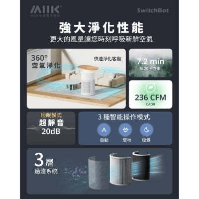 SWITCHBOT Air Purifier寵物智能空氣清新機 (茶几+無線充) [香港行貨]-DIGIBAL ONLINE