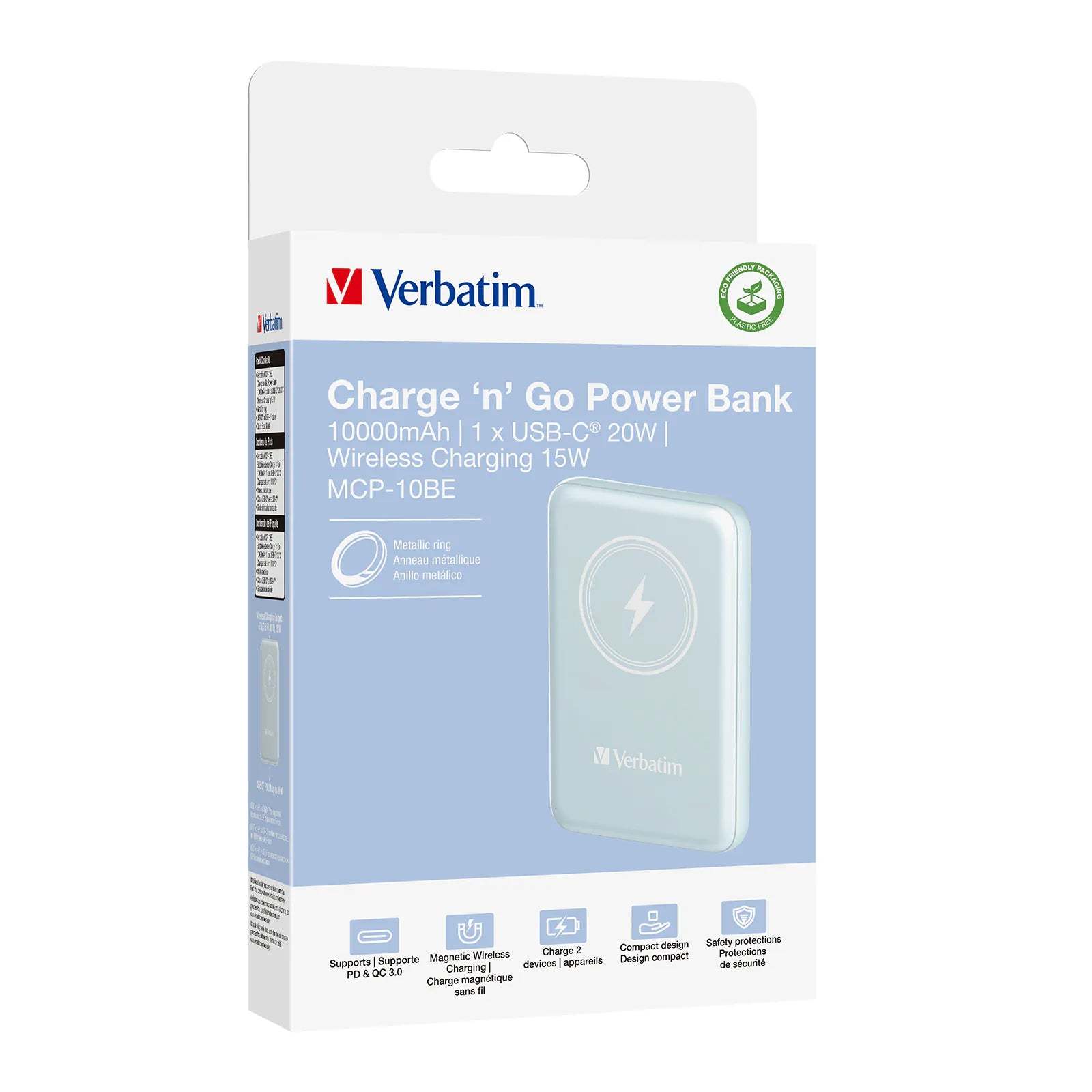 VERBATIM MagSafe Qi 15W PD 20W 10000mAh 磁吸無線流動充電池 [香港行貨]-DIGIBAL ONLINE