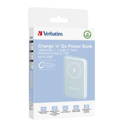 VERBATIM MagSafe Qi 15W PD 20W 10000mAh 磁吸無線流動充電池 [香港行貨]-DIGIBAL ONLINE