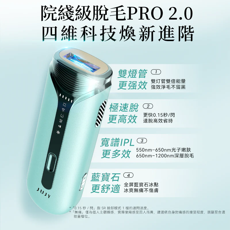 JUJY 雙燈管藍寶石冰點極速連閃無痛嫩膚全身家用脫毛儀 PRO 2.0 [香港行貨]