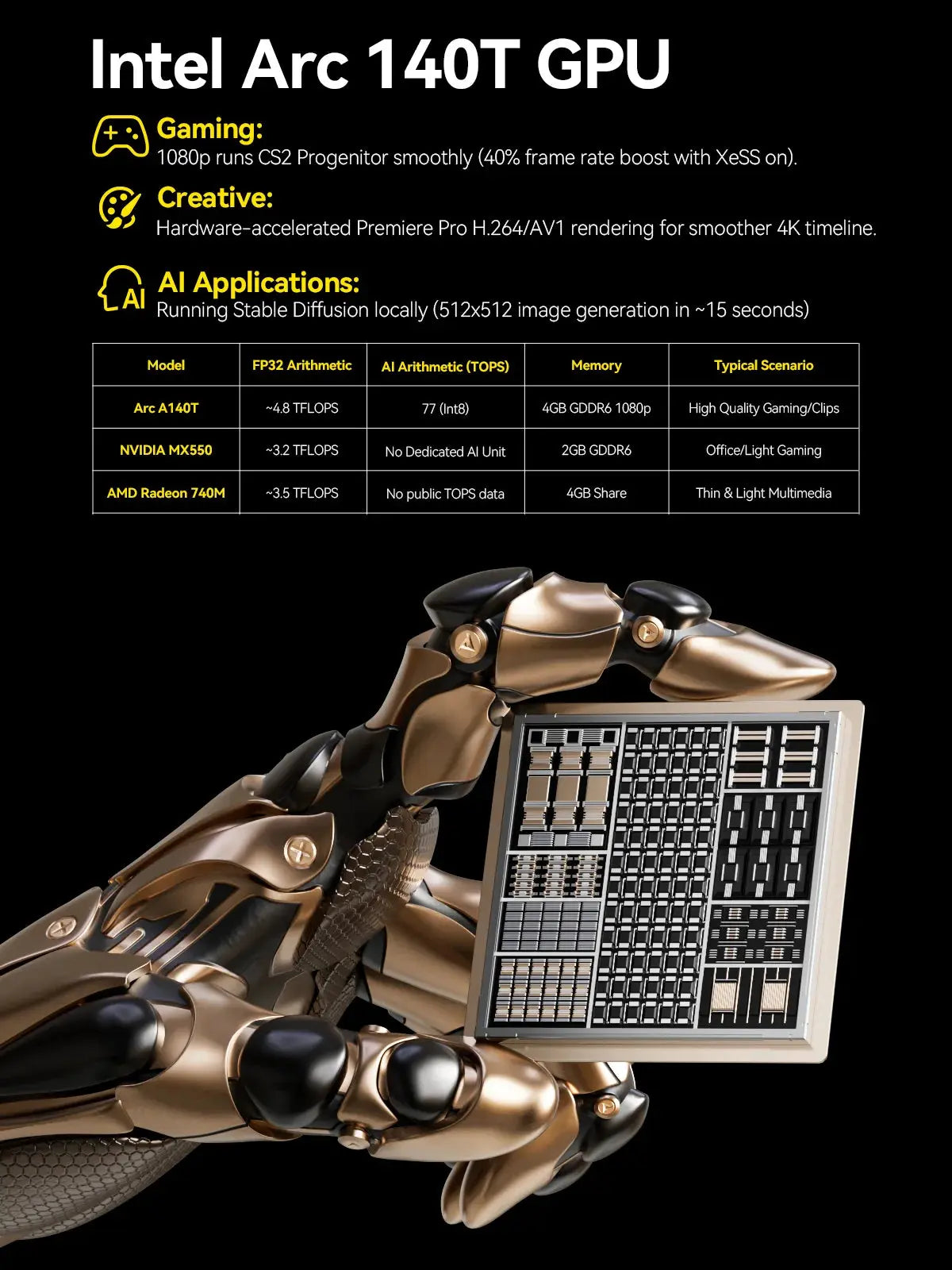 GMKTEC EVO-T1 Intel Corem Ultra Processors Series 2Ultra9 285H, 16 cores AI mini computer (CS-GEVOT1) [Hong Kong genuine product]