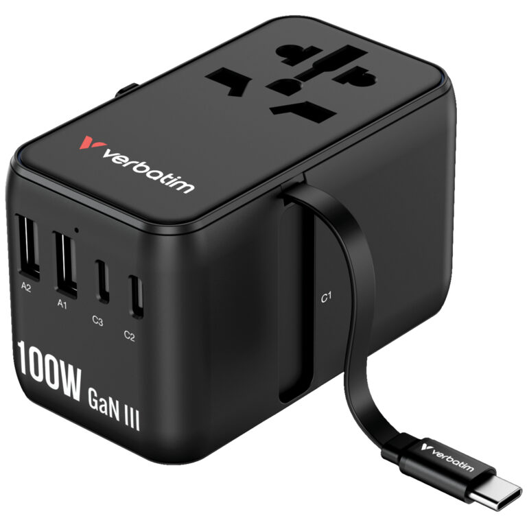 VERBATIM Charge 'n' Travel 100W 通用旅行轉插 (附USB-C可伸縮充電線) 30185 (香港行貨)