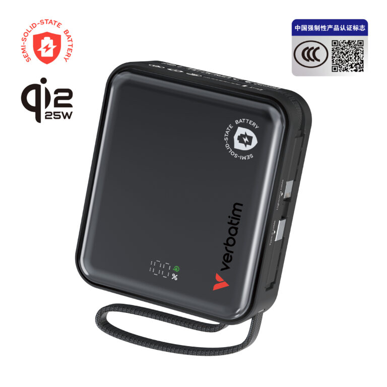 Verbatim SnapQub 10000mAh 尿袋｜Qi2.2 25W 內置雙線 45W PD 黑/藍 香港行貨
