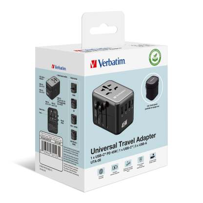 Verbatim 5 端口45W 通用旅行轉插 - 32123 [香港行貨]-DIGIBAL ONLINE