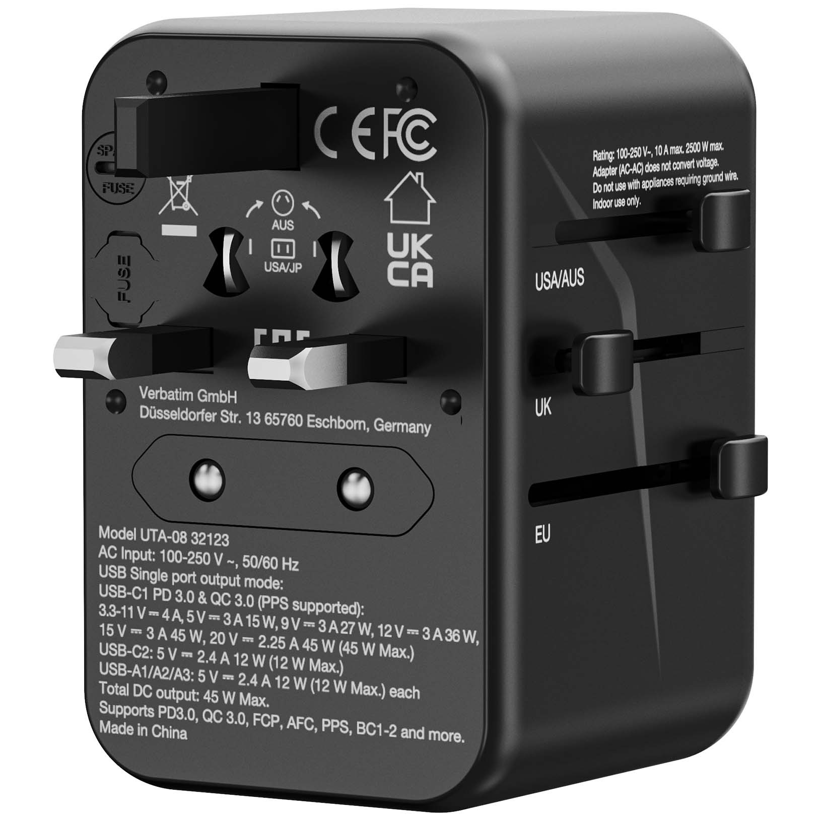 Verbatim 5 端口45W 通用旅行轉插 - 32123 [香港行貨]-DIGIBAL ONLINE