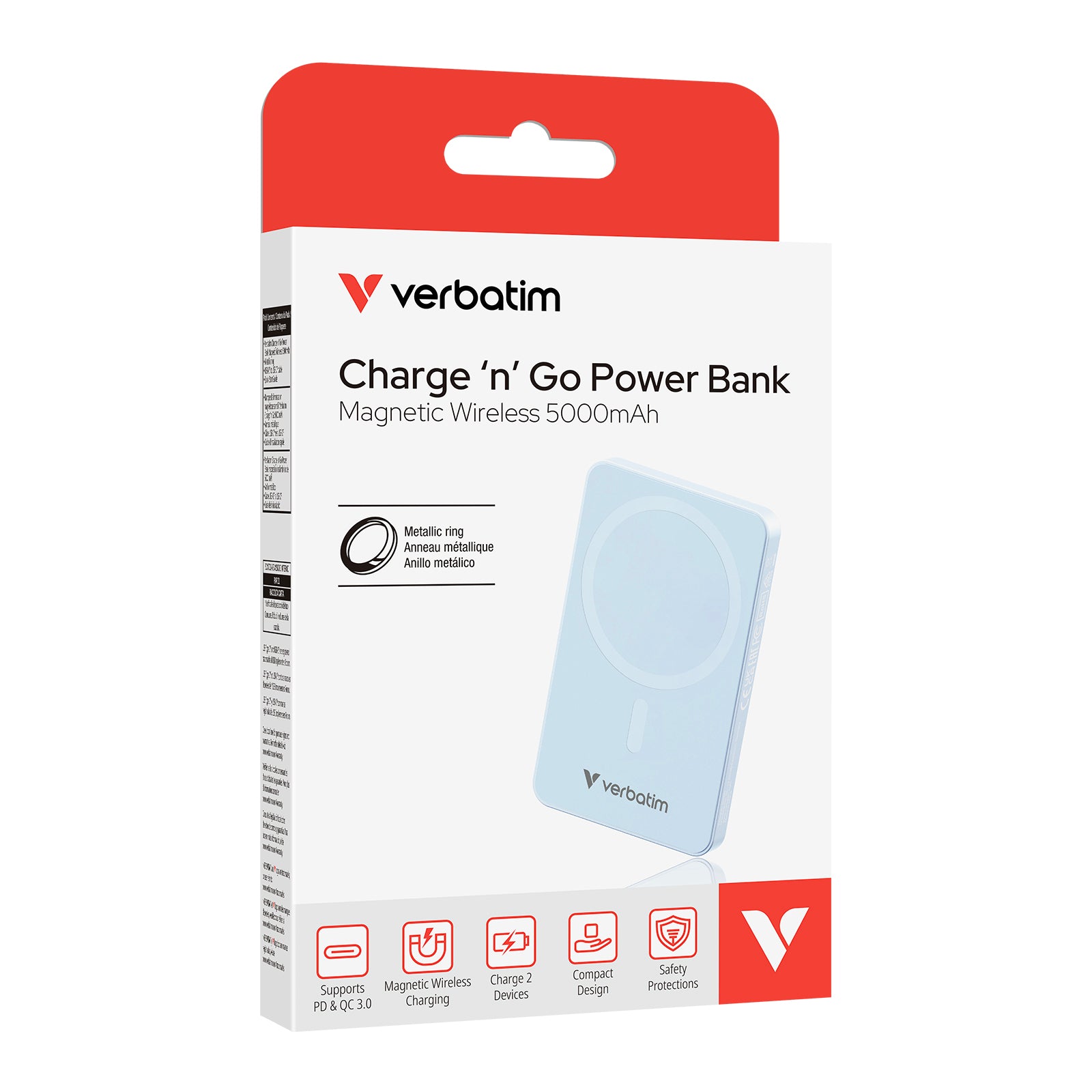 VERBATIM Charge 'n' Go 5000mah 磁吸無線流動充電池 [香港行貨]-DIGIBAL ONLINE