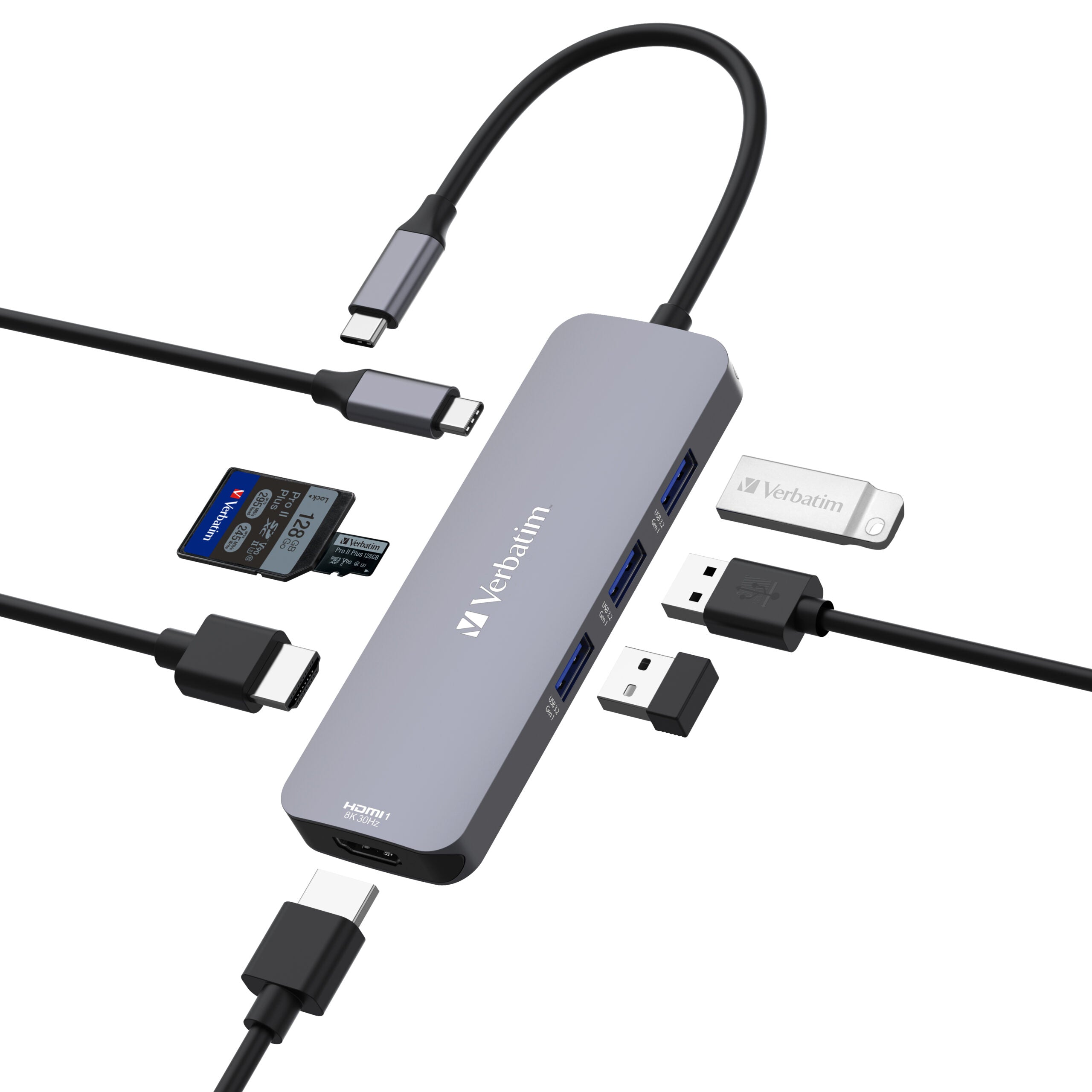 Verbatim USB-C Pro 8合1 8K HDMI擴展器 - 32151  [香港行貨]-DIGIBAL ONLINE