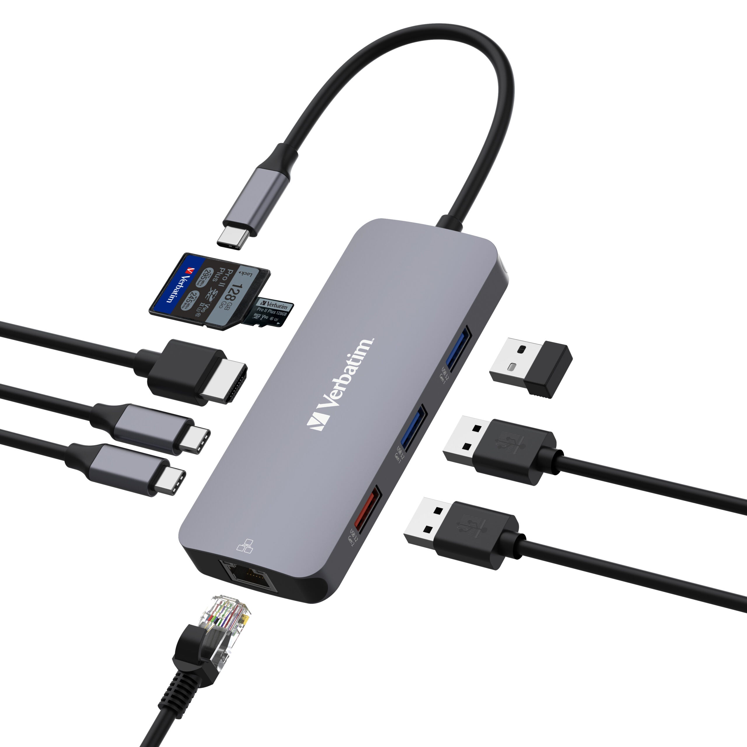 Verbatim USB-C Pro 9合1 USB 3.2 Gen 2 Type-C Lan擴展器 - 32152 [香港行貨]-DIGIBAL ONLINE