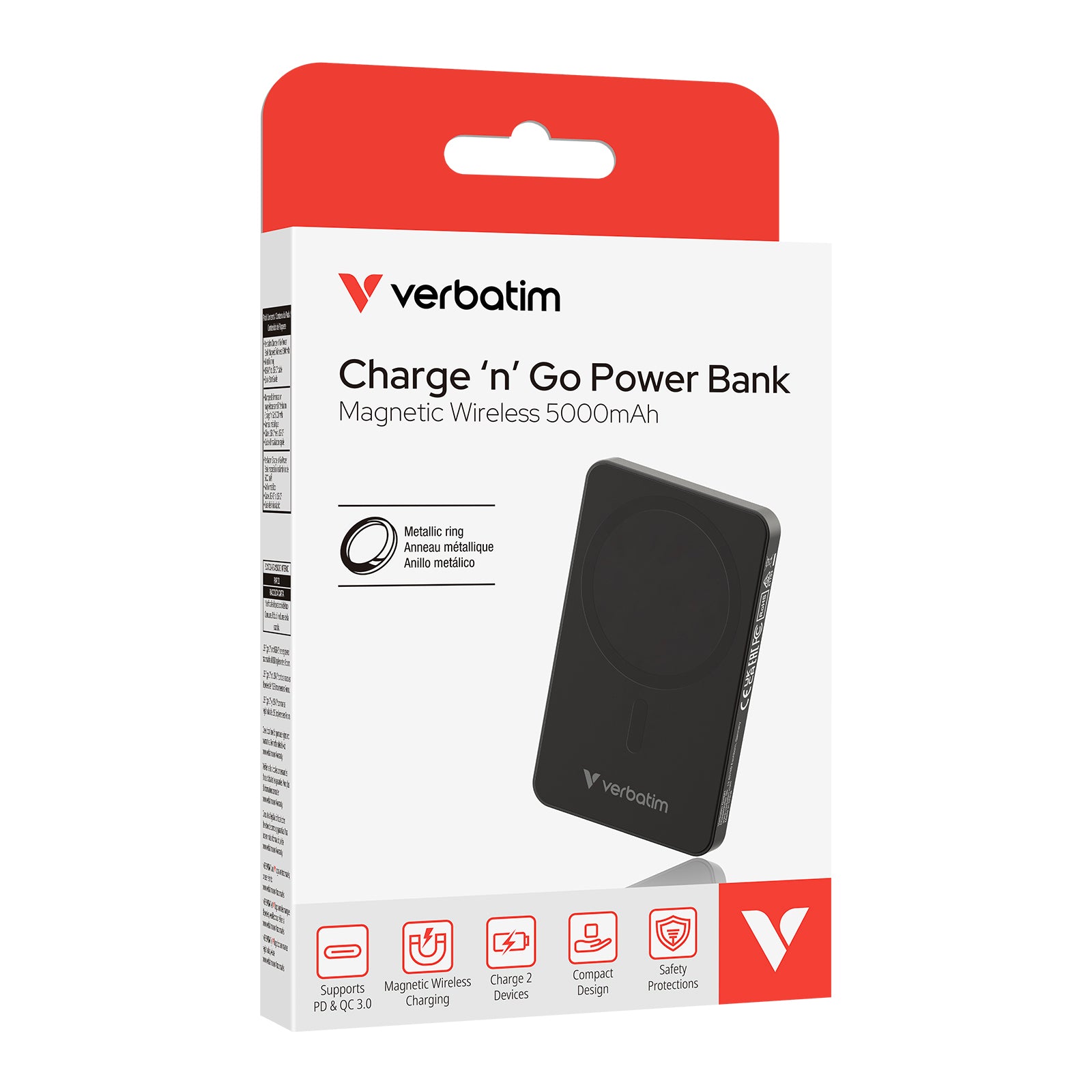 VERBATIM Charge 'n' Go 5000mah 磁吸無線流動充電池 [香港行貨]-DIGIBAL ONLINE