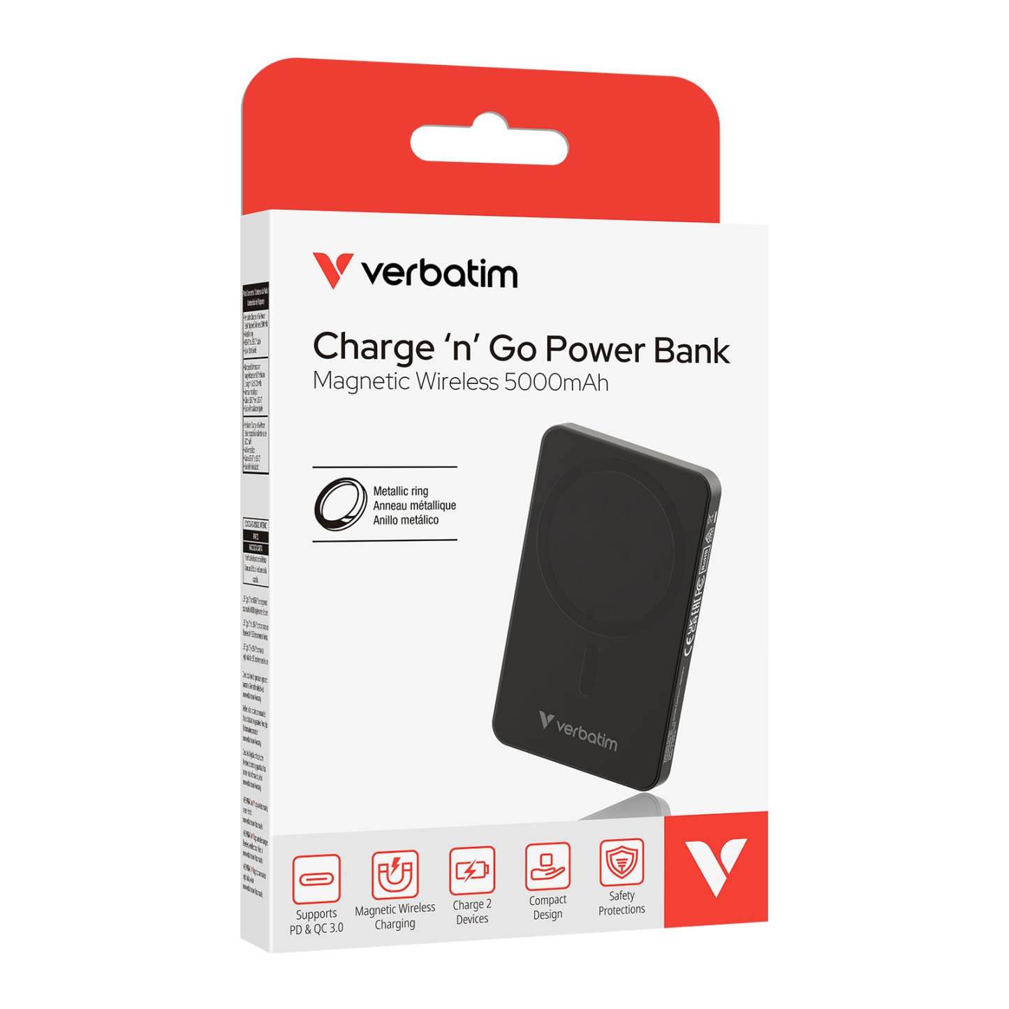 VERBATIM Charge 'n' Go 5000mah 磁吸無線流動充電池 [香港行貨]-DIGIBAL ONLINE