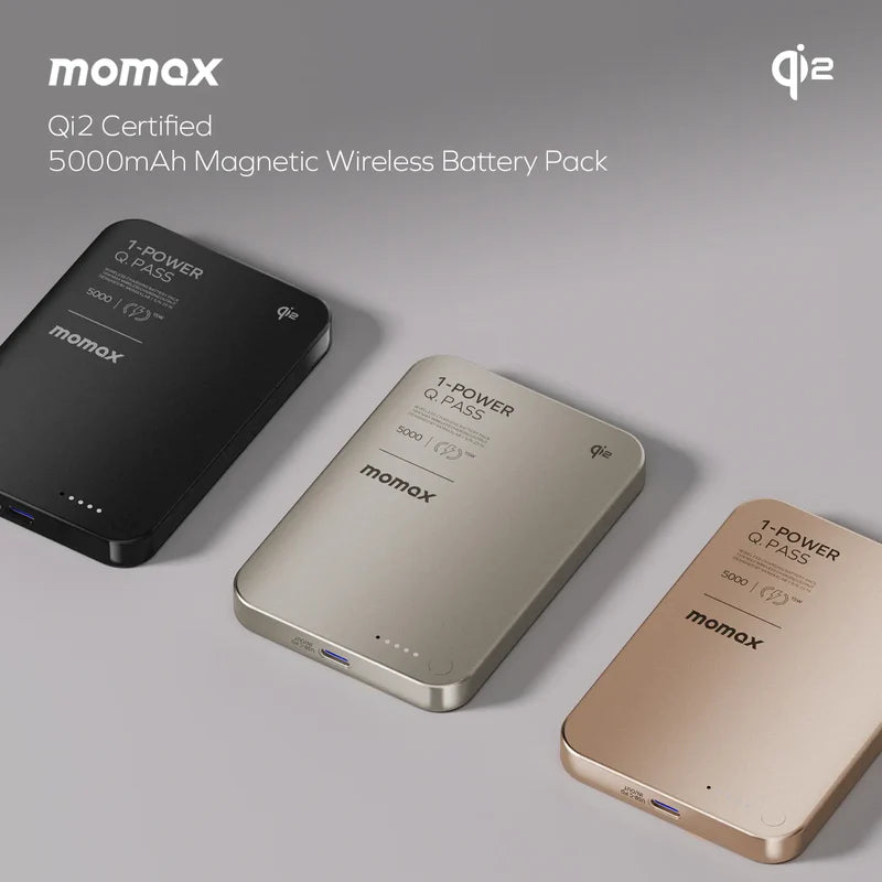 MOMAX 1-Power Q.Pass 5000mAh Qi2 磁吸流動電源 - IP129 [香港行貨]-DIGIBAL ONLINE