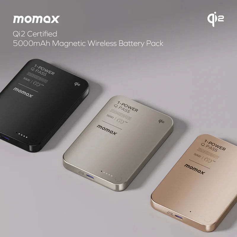 MOMAX 1-Power Q.Pass 5000mAh Qi2 磁吸流動電源 - IP129 [香港行貨]-DIGIBAL ONLINE