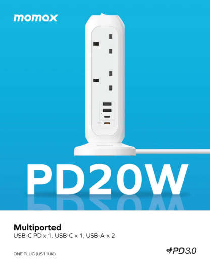MOMAX ONEPLUG PD20W 2A2C 11位直立拖板 [香港行貨]-DIGIBAL ONLINE
