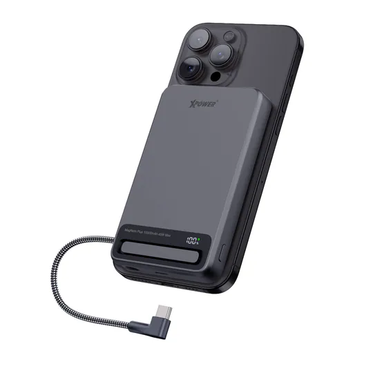 XPower MagNetoPlus Q10 Pro鋁合金10000mAh 45W PD3.0支架內置線及數顯QI2磁吸移動電源 [香港行貨一年保養]