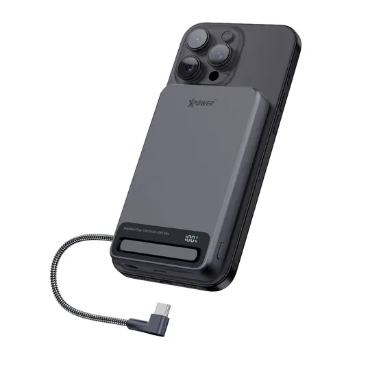 XPower MagNetoPlus Q10 Pro鋁合金10000mAh 45W PD3.0支架內置線及數顯QI2磁吸移動電源 [香港行貨一年保養]