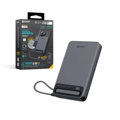 XPower MagNetoPlus Q10 Pro鋁合金10000mAh 45W PD3.0支架內置線及數顯QI2磁吸移動電源 [香港行貨一年保養]