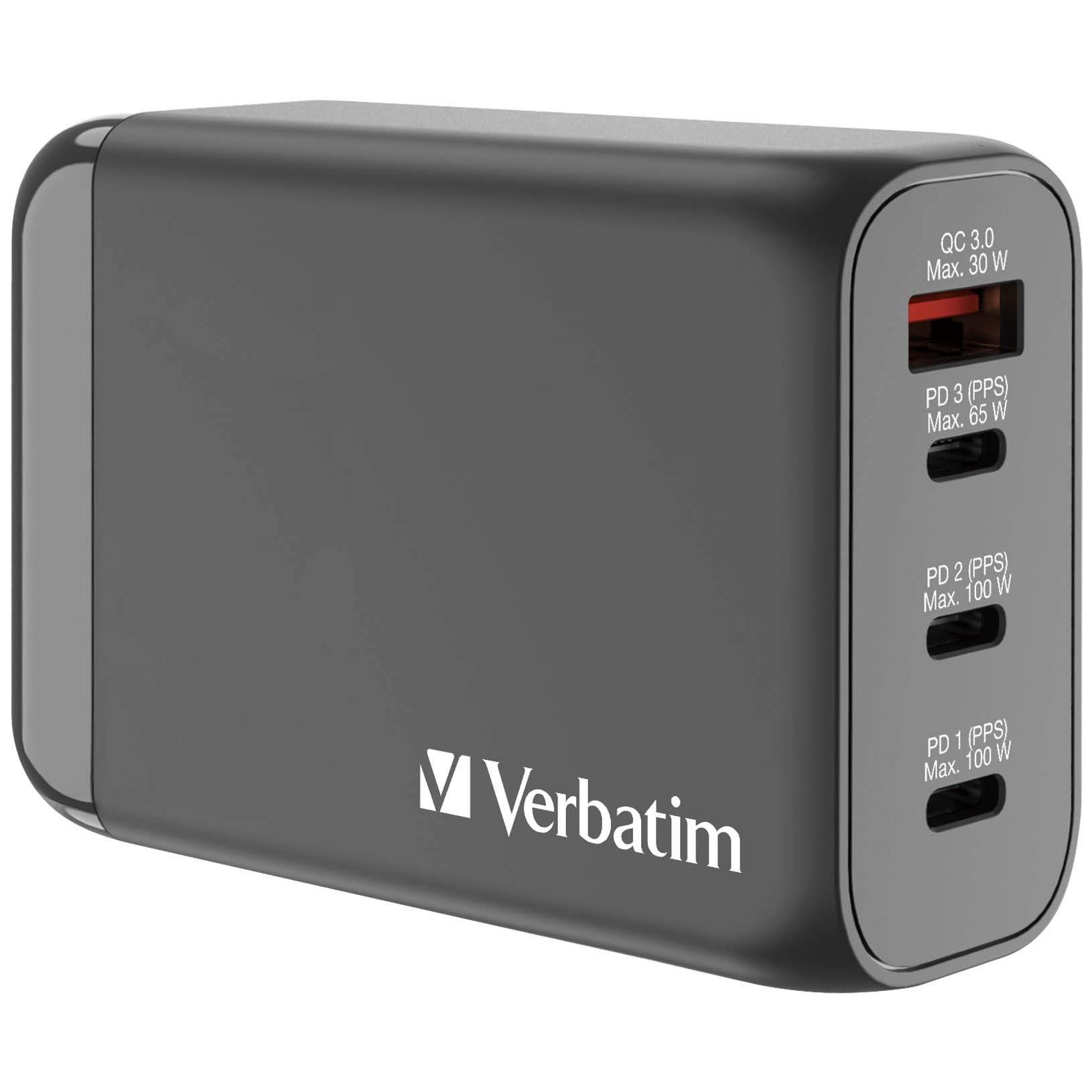 VERBATIM 4端口100W PD 3.0 & QC 3.0 GaN旅行充電器 [香港行貨] - 66967-DIGIBAL ONLINE