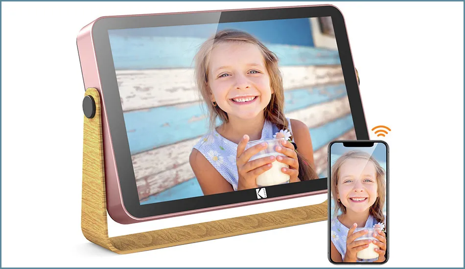 Kodak RWF-108V Battery-Powered (Blue/Rose Gold) WiFi Digital Photo Frame - Original Product