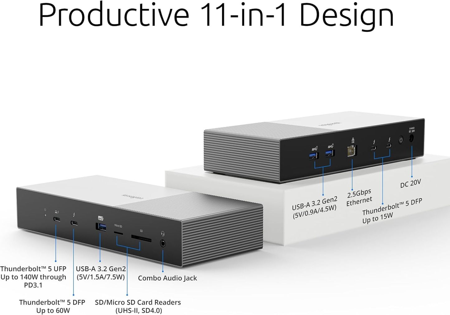 KENSINGTON SD5000T5 EQ Thunderbolt™ 5 Triple 4K Dock with 140W PD（K35201AP）[香港行貨]