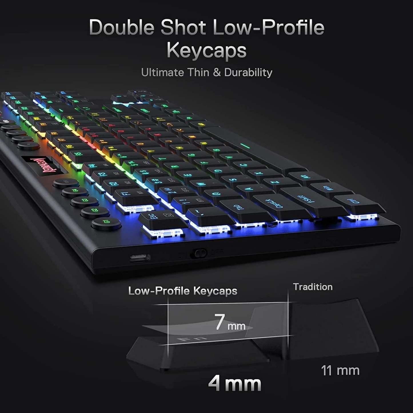 Redragon K621 Horus TKL  Low Profile 超薄無線 RGB 機械式電競鍵盤 - 紅軸 [香港行貨]-DIGIBAL ONLINE