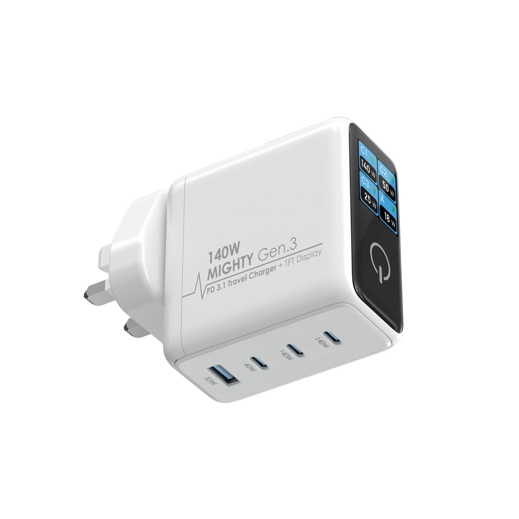EGO 140W MIGHTY Gen.3 旅行充電器 GaN TFT屏｜香港行貨
