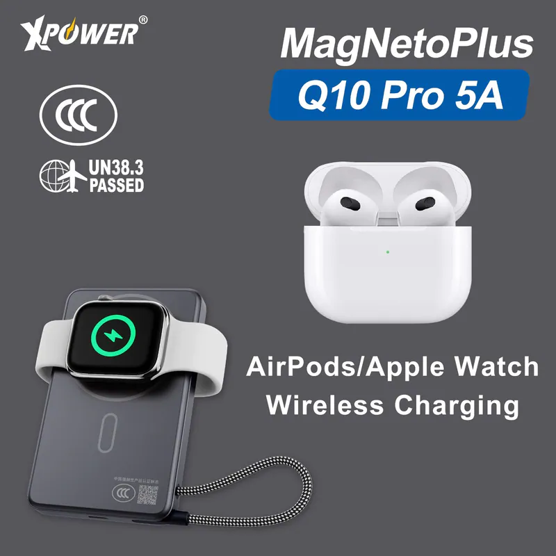 XPower MagNetoPlus Q10 Pro鋁合金10000mAh 45W PD3.0支架內置線及數顯QI2磁吸移動電源 [香港行貨一年保養]