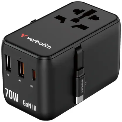 VERBATIM Charge 'n' Travel 70W 通用旅行轉插 (附USB-C可伸縮充電線) 30184 (香港行貨一年保養)