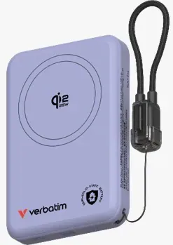 Verbatim SnapBlok 10000mAh Qi2.2 25W / 25W 半固態磁吸無線充電器尿袋 香港行貨