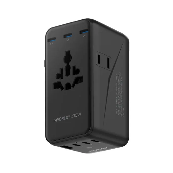 MOMAX 1-World² 235W Dreamer 235 七接口雙 AC 旅行充電插座｜UA33 GaN 快充旅行轉插 [香港行貨]