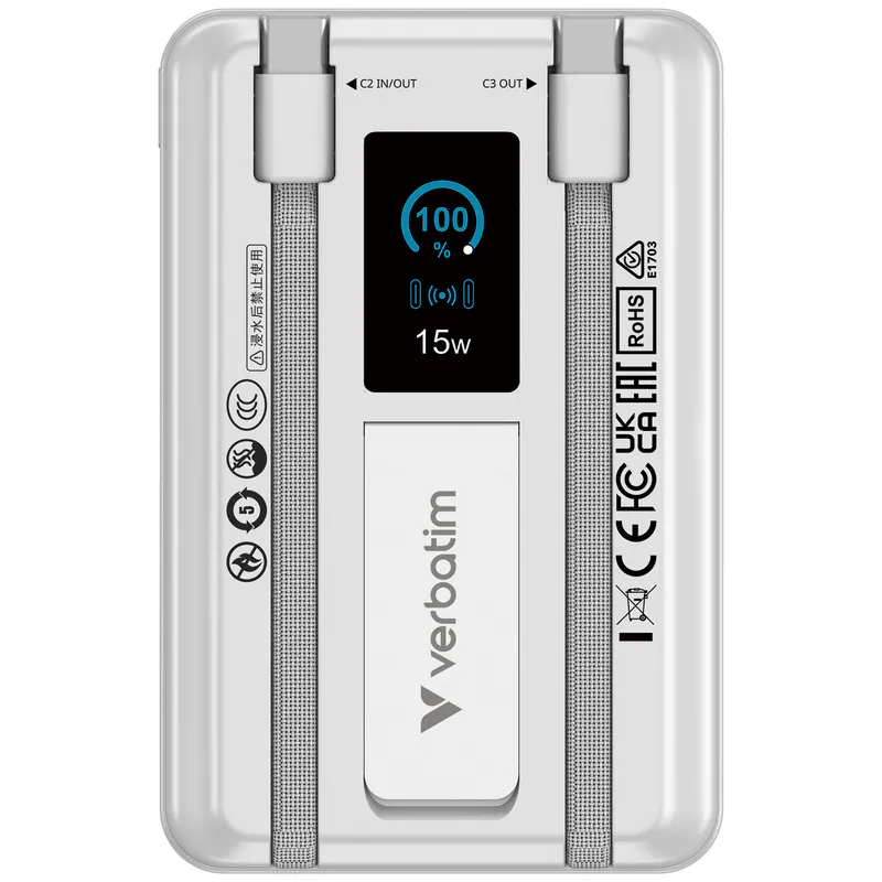 VERBATIM Charge 'n' Go 10000mAh 2C + LED螢幕 流動充電池 [香港行貨]