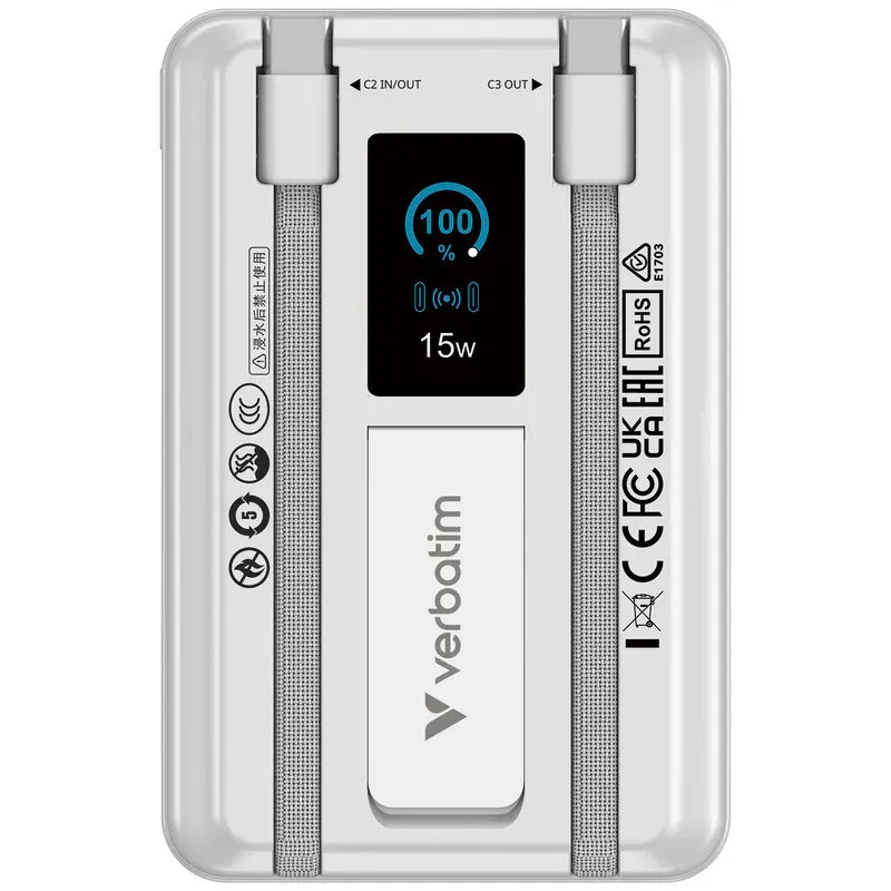 VERBATIM Charge 'n' Go 10000mAh 2C + LED螢幕 流動充電池 [香港行貨]