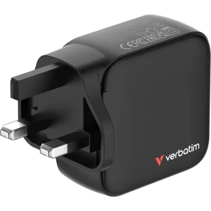 VERBATIM 65W迷你GaN牆式充電器(帶顯示屏+英規插頭) - 30246 [香港行貨]
